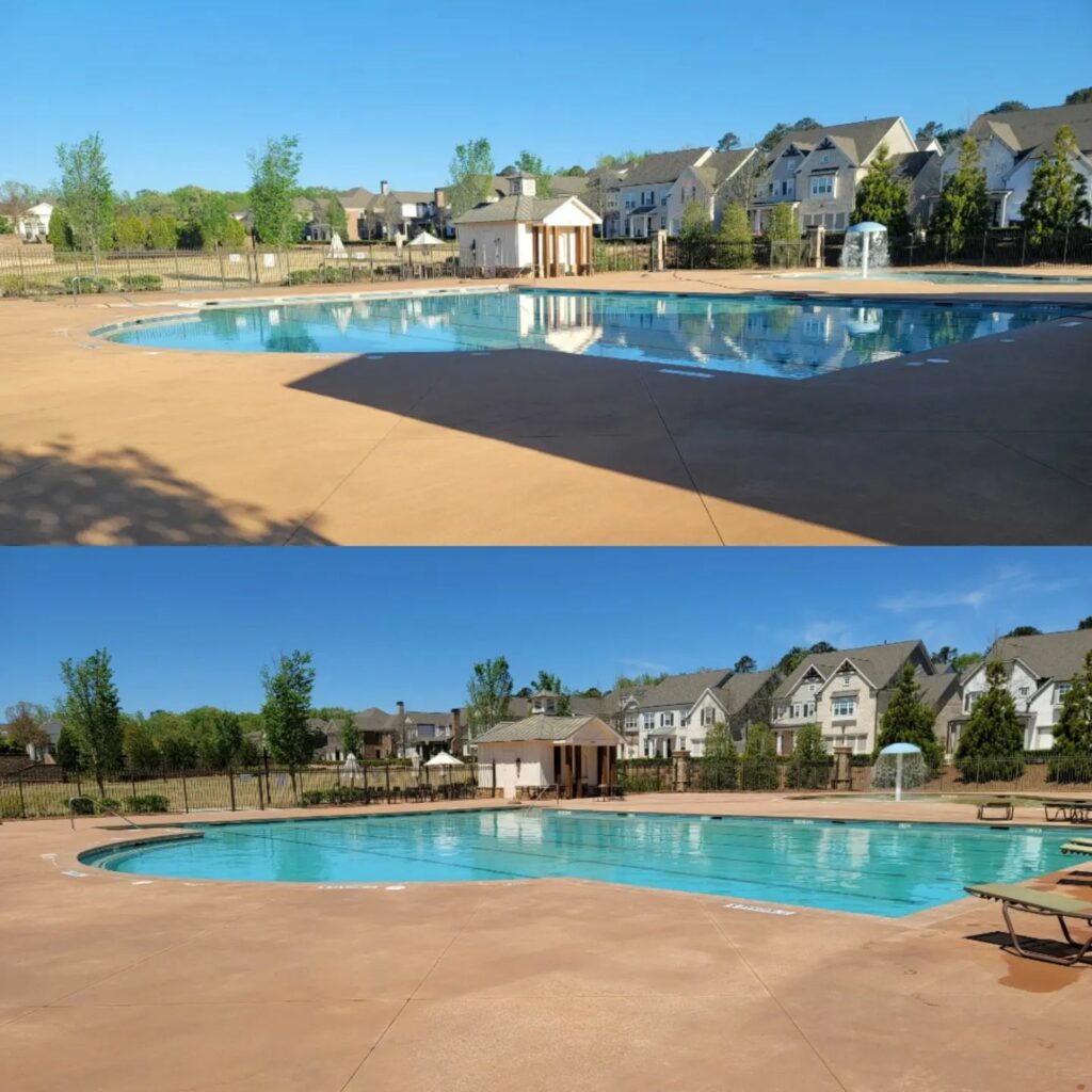 Johns Creek, GA: Pressure washing business pressure washing a pool deck for mildew and mold
