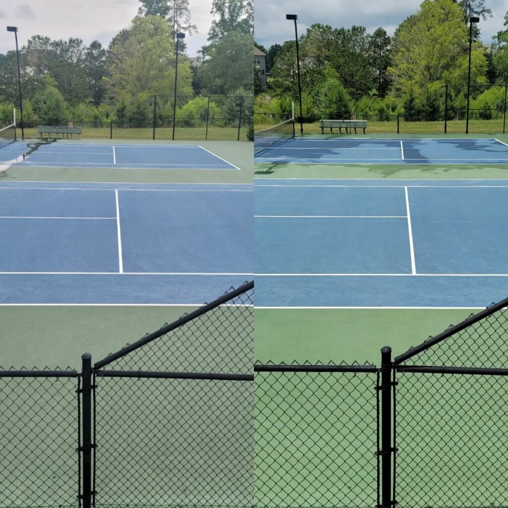 Tennis Court cleaning at a HOA for mildew and mold in Cumming, Georgia